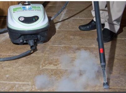 Steam cleaning grout tiles